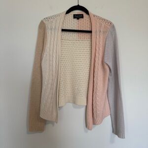 Claudia Nichole Cashmere Colorblock Open Front Cardigan Large